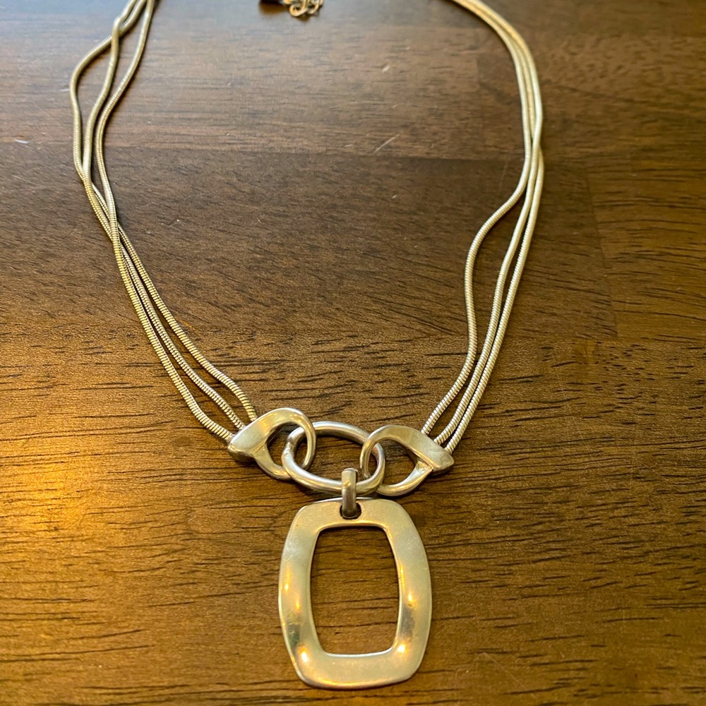 Silver geometric necklace